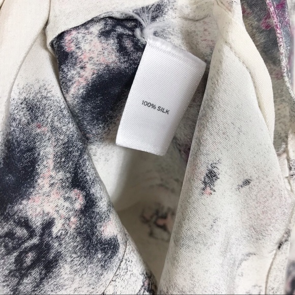 Leith Ivory Abstract Print Wrap Around Silk Blouse - Picture 7 of 9